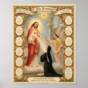 Poster Sagrado Coração de Jesus Doze Promessas Católico