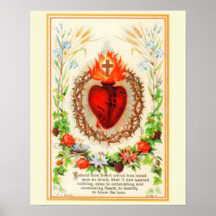 Poster Sagrado Coração de Jesus Vintage A- 092621 Poste