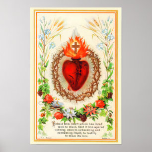 Poster Sagrado Coração de Jesus Vintage B- 092621 Poste