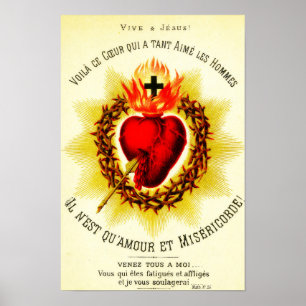 Poster Sagrado Coração Francês - Sacré Coeur de Jésu
