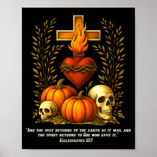 Poster Sagrado Coração Halloween Jesus Caveiras Abóboras