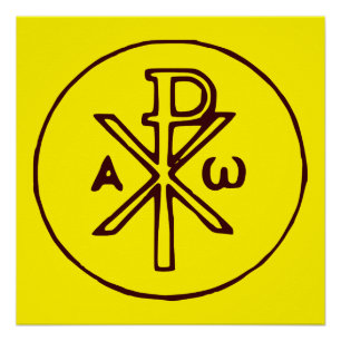 Póster Sagrado Cristograma Chi-Rho Arte Refinado