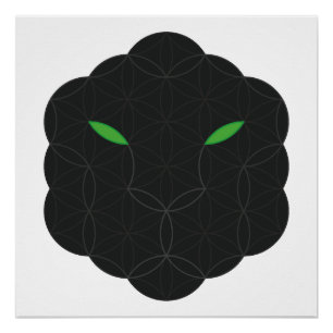 Póster Sagrado Jaguar, cara de vida, preto.
