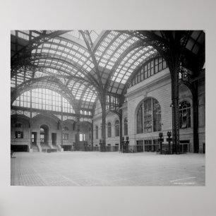 Poster Saguão principal da Penn Station, 1915. Foto antig