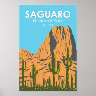 Poster Saguaro National Park Arizona Beehive Peak Vintage