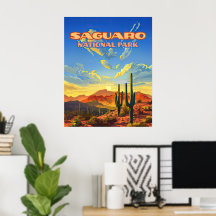 Saguaro National Park Arizona Desert Cactus Retro