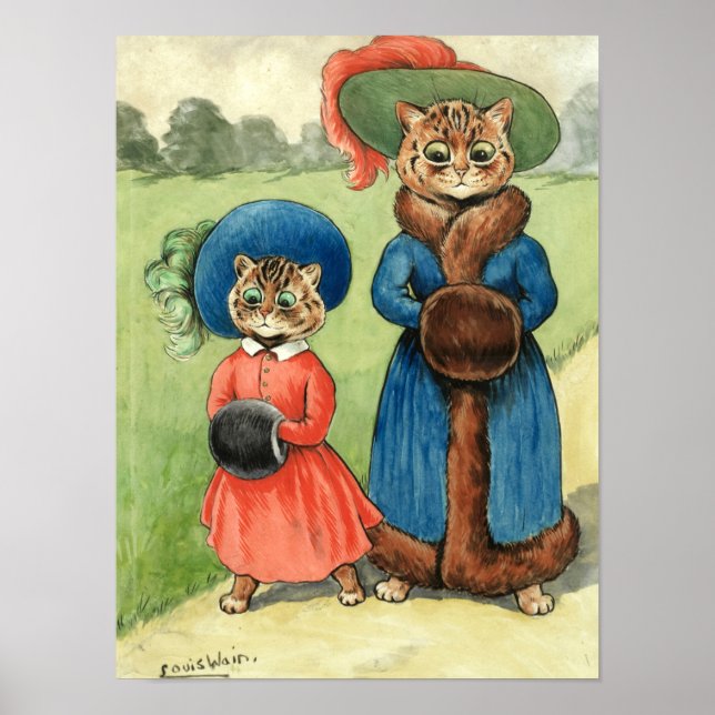 Poster Saia com tia por Louis Wain (Frente)