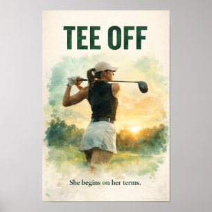 Poster Saída de golfe com jogadora de golfe