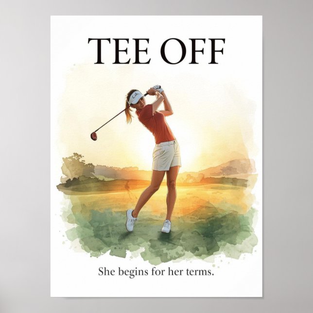 Poster Saída de golfe com jogadora de golfe (Frente)