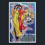 Póster Saigon, Vietname - Vintage Art Deco Viagem<br><div class="desc">Impressão de reprodução do poster de viagens original que promove o turismo a Saigon, Vietnã, restaurou digitalmente à discrição do artista. Perfeito para a decoração da parede. Enquadre-o e isto faria uma bela decoração de sala ao estilo retrô em um bar, café, restaurante, home theater, escritório ou toca. Do tamanho...</div>