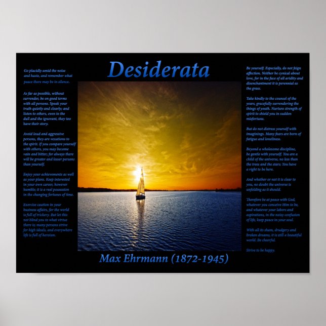 Poster Sail Away em azul (Frente)