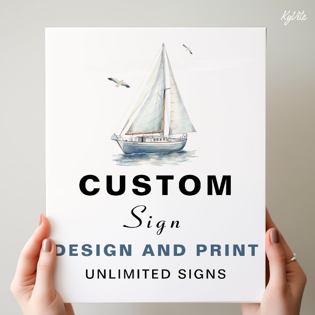 Poster Sailboat Náutico Personalizado Sinal de Aniversári (Criador carregado)