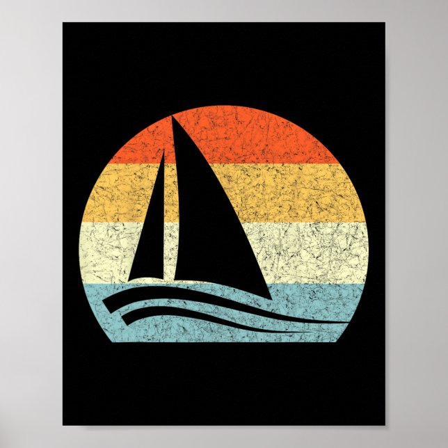 Poster Sailboat Vintage Retro Throwck Vacation  (Frente)