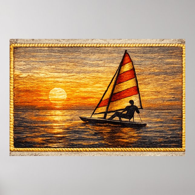 Poster Sailing at Sunset Canvas Wall Art  (Frente)