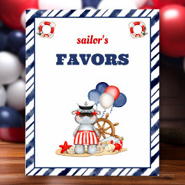 Poster Sailor Náutico Toddler Birthday Boat Favor Sinal