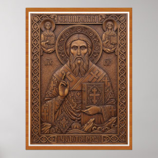 Poster Saint Nicholas,Virgin new wood orthodox letters