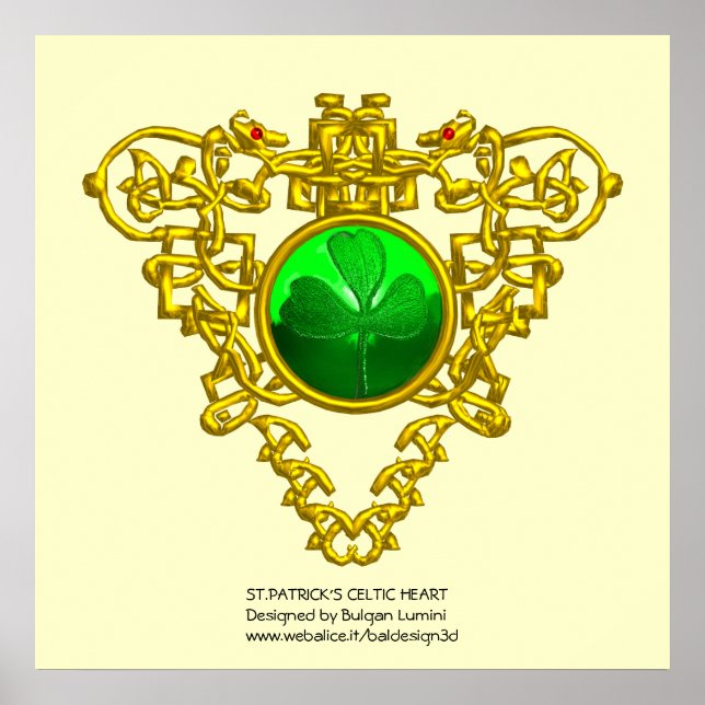 POSTER SAINT PATRICK'S CELTIC HEART, SHAMROCK (Frente)