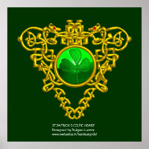 POSTER SAINT PATRICK'S CELTIC HEART, SHAMROCK