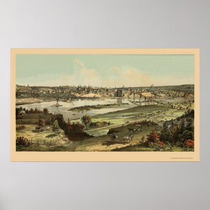 Póster Saint Paul, mapa panorâmico do manganês - 1874