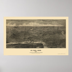 Póster Saint Paul, mapa panorâmico do manganês - 1888