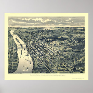 Poster Saint Paul, mapa panorâmico do manganês - 1893