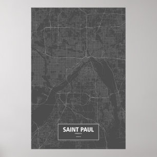 Póster Saint Paul, Minnesota (branco no preto)