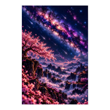 Sakura Cósmica: Arte Galáctico Noturno Celestial