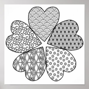 Poster Sakura Flor com Padrões Colorem o seu