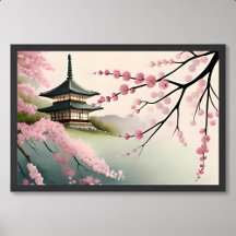 sakura pintando pagode cor-de-rosa no japão com ne