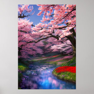 Poster Sakura Trees Abraça a Corrente Calma