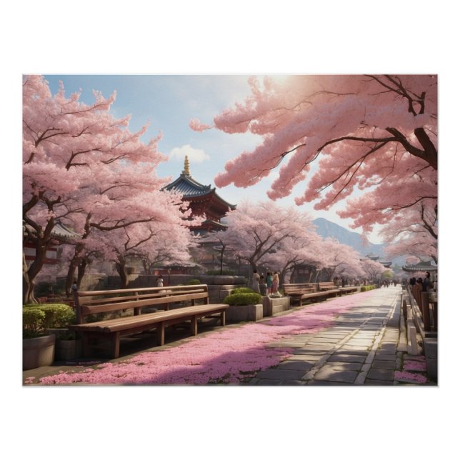 Póster Sakura Trees no Japão (Frente)