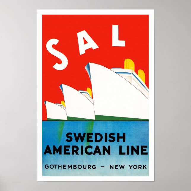 Póster SAL ~ Swedish American Line (Frente)