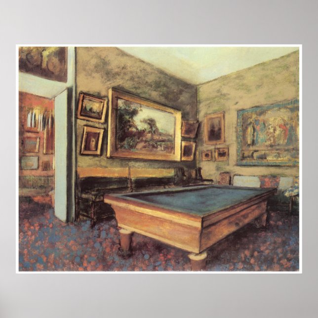 Poster Sala Billiard em Menil-Hubert, 1892, Degas (Frente)