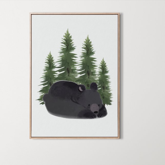 Poster Sala de Arte de Galinhas (Cute Bear Woodland Animal Wall Art Room Decor, tree, forest, wild)