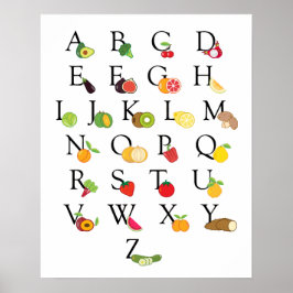 Póster Sala de aula de alfabetização de Frutas educaciona