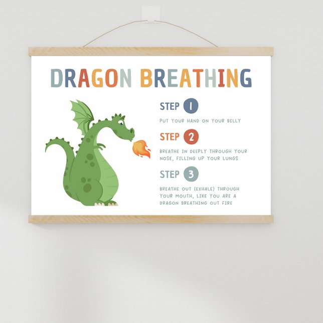 Poster Sala de aula de estratégia de respiração de dragõe (dragon breathing, breathing strategy, teacher resources, educational resources)