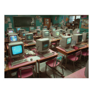 Póster Sala de Aula de Laboratório de Computador Retro Ve
