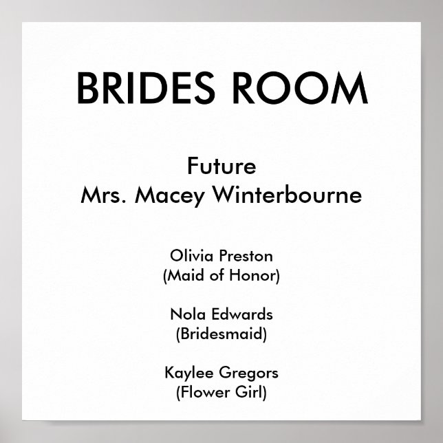 Póster SALA DE BRIDES, FutureMrs. Macey Winterbourne, Oli (Frente)