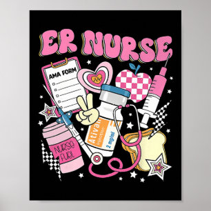 Poster Sala De Emergência Enfermeira Engraçada De Cor Ros