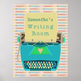 Póster Sala de Escrevendo de Autores de Máquina de Escrit