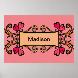 Póster Sala de Meninas Modernas Personalizadas Rosa