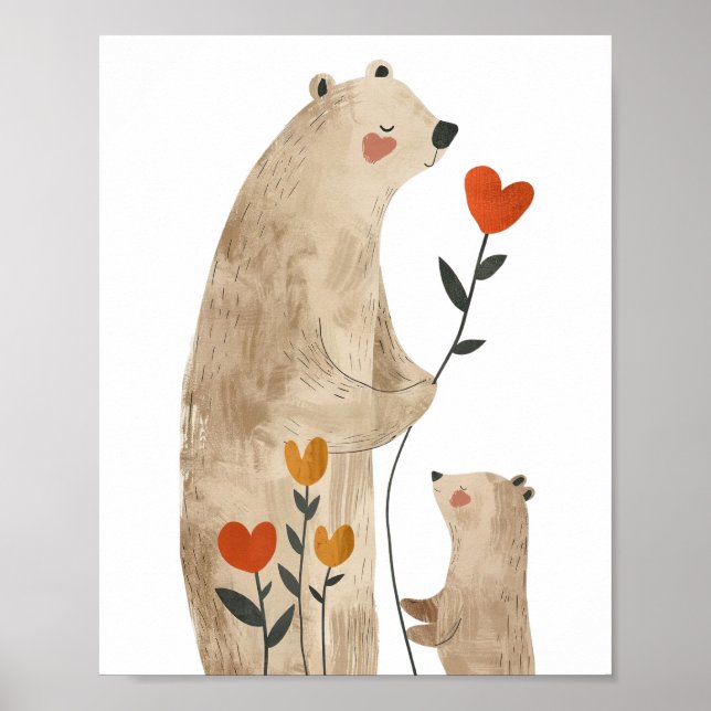 Poster Sala de Nursery de Aquarela do Urso Polar (Frente)