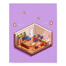 Sala de PC para Jogos em Pixel Isométrica