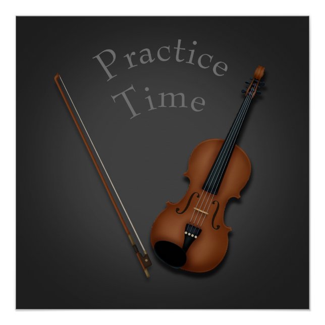 Póster Sala de prática personalizada de violino e Arco mi (Frente)
