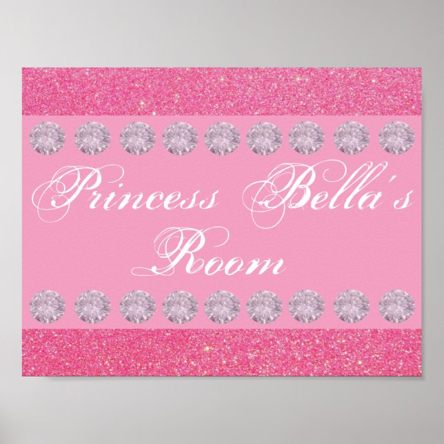 Póster Sala de Princesa do Diamante Rosa, Rosa, Personali (Frente)
