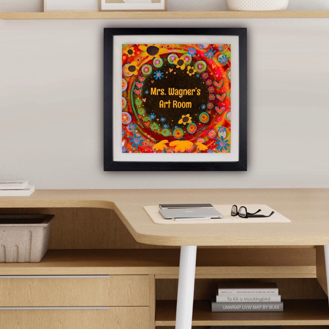 Poster Sala de Professores Personalizados, Floral Colorid (Personalized teacher poster by Inspirivity)