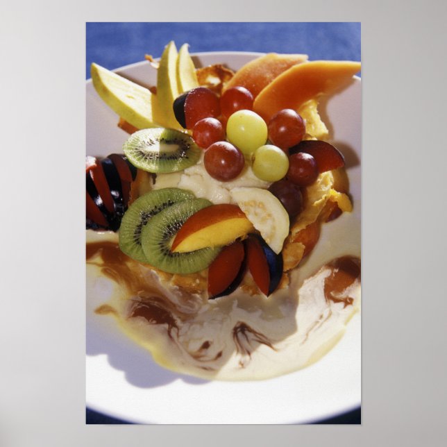 Póster Salada de frutas com sorvete. (Frente)