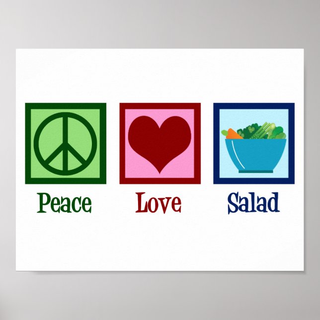 Poster Saladas do Amor e da Paz Bar de Saladas Fofo (Frente)