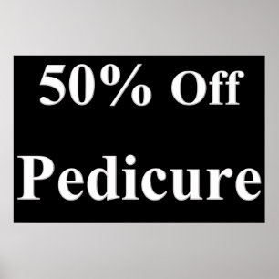 Poster Salão Cartazes de Barbearia 50% Off Pedicure Preto