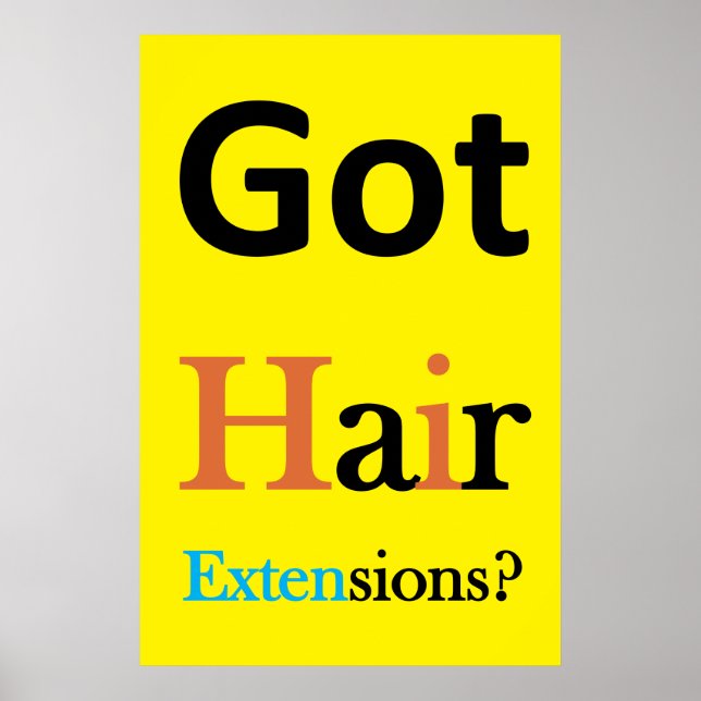 Poster Salão Cartazes de Barbearia Tem Extensões de Cabel (Frente)
